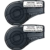 SIKOT Compatible Label Tape Replacememt for M21-750-499-Black on White 3/4" High Adhesion Nylon Cloth-16' Length-0.75" Width- 2 Pack
