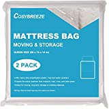 [2-Pack] Mattress Bag for Moving, Mattress Storage Bag, 4 Mil Queen Size, Super Thick - Heavy Duty, Protecting Mattress Long-Term Storage and Disposal - 76 x 96 Inch