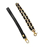 Beaulegan Purse Wrist Straps - Genuine Leather - Replacement for Clutch Pouch, Set of 2 PCS Black (Gold Buckle)