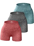OQQ 3 Piece for Women Yoga Shorts Workout Athletic Seamless High Wasit Gym Leggings DarkGreen Grey Red