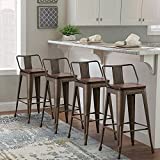 Changjie Furniture 30 Inch Metal Bar Stools Counter Stool Modern Barstools Industrial Bar Stools Set of 4 (30 inch, Rusty)