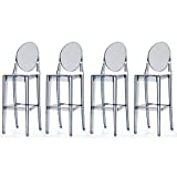 2xhome - Set of Four (4) - Smoke - 30" Seat Height Bar Stool Modern Ghost Side Accent Lounge Stool