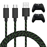 TALK WORKS Dual Controller Charger Cord for Xbox Series X / Series S - 10 ft Nylon Braided USB C Charging Cable - Charges 2 Controllers/Devices