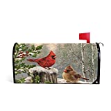 LifeCustomize Cardinals Magnetic Mailbox Covers Christmas Holly Winter New Year Mailbox Wraps Decorative Post Box Cover Standard Size 20.7x18 inch