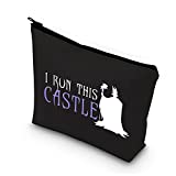 Evil Queen Makeup Bag Villains Gifts i Run This Castle Cosmetic Bag Travel Pouch For Mom Daughter Sister Friend Mistress Of All Evil Resting Witch Face Gift (run this castle bl)