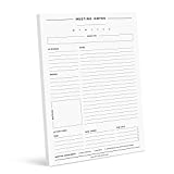 Bliss Collections Meeting Notes Note Pad with 50 Undated 8.5 x 11 Tear-Off Sheets - Minimalist Tracker, Organizer, Scheduler - Keep Track of Attendees, Agenda, Action Items and Notes, Made in the USA