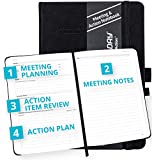 Action Day Meeting Notebook, Design That Makes It Easy for You to Run Effective Meetings & Take Meeting Notes & Turn Them into Actions, Journal, Agenda, Hardcover, Pocket, Thick Paper (6x8, Black)