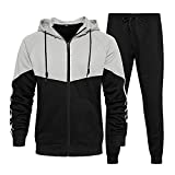 CALUOMATT Tracksuit Men, Casual Outfit Athletic Sweatsuits for Men Jogging Suits Sets 2 pcs Black L