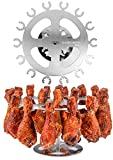 XL Chicken Grill Rack - Holds 18 Legs, Wings, Thighs, Lollipops or Turkey Drumsticks. Stainless Rotating Design For use on Grills BBQ's Smokers Ovens