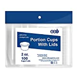 EDI Clear Disposable Plastic Portion Cups/Souffle Cups with Lids, 2 Ounce (100 Count)