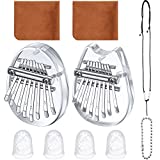 10 Pieces 8 Keys Mini Kalimba Piano Set Include Mini Finger Thumb Piano with Lanyard Chain, Finger Protector and Cleaning Cloth for Kids and Adults Beginners (Transparent)