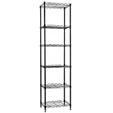 YOHKOH 6 Wire Shelving Steel Storage Rack Adjustable Unit Shelves for Laundry Bathroom Kitchen Pantry Closet 16.7" Width x 62" Height x 11.7" Depth, Black