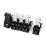 uxcell 5 Pcs DC 24V Coil Green Light 4PDT 14 Pins Power Relay Socket Base