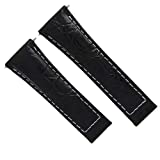 Leather Watch Band Compatible with Rolex Daytona 16520 116518 116519 Black Ws Regular