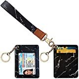 Wabogove Wristlet Lanyard Hand Wrist Strap Credit Card Holder Badge Holder ID Case Wristlet Keychain for Car Keys with Wallet (Marble Black)