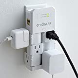 ECHOGEAR On-Wall Surge Protector with 6 Pivoting AC Outlets & 1080 Joules of Surge Protection - Low Profile Design Installs Over Existing Outlets to Protect Your Gear (White)