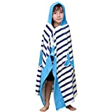 Hoomall Kids Bath Towel for Boys Girls, Whale Pattern Child Hooded Beach Towel Fast Drying Ultra Absorbent Poncho for Bath/Pool/Beach Swim Cover (127cmx76cm, Blue Whale)