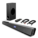 Sound Bar, TV Sound Bar with Subwoofer, 120W 2.1 Soundbar, Wired & Wireless Bluetooth 5.0 Speaker for TV, 34 Inch, HDMI/Optical/Aux/USB, Wall Mountable, Bass Adjustable Surround Sound for Home Theater