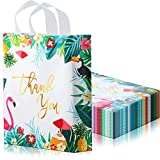 100 Pieces Thank You Bags Plastic Shopping Bags with Soft Loop Handle for Retail Stores, Boutiques, Party Favors, Wedding, Showers, Wholesale Small Gift Bags,12.6 x 11.8 Inch