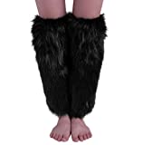 Nanxson Womens Fur Leg Warmer Winter Furry Long Boot Cuffs Cover TTW0034 (black)