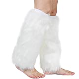 Barelove Womens Costume Sexy Faux Fur Warm Fuzzy Leg Warmers/Boot Sleeves/Boot Covers (White)