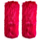 Womens Fur Leg Warmer Winter Furry Long Boot Cuffs Fuzzy Shoes Cover Party Costume Holiday Festival Performance Play