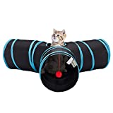 Tempcore Pet Cat Tunnel Tube Cat Toys 3 Way Collapsible, Cat Tunnels for Indoor Catsï¼ŒKitty Tunnel Bored Cat Pet Toys Peek Hole Toy Ball Cat, Puppy, Kitty, Kitten, Rabbit