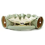 HIPIPET Cat Tunnel Bed Soft Warm Scratch-Resistant Cat Tunnels for Indoor Cats Tunnel Tube with Removable Washable Mat (Matcha)