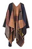 Urban CoCo Women's Color Block Shawl Wrap Open Front Poncho Cape (Series 1-khaki)