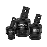 LEXIVON Premium Impact Universal Joint Socket Swivel Set | 3-Piece Ball Spring Design 1/2", 3/8", and 1/4" U-Joint Drive | Cr-Mo Steel - Full Impact Grade (LX-113)