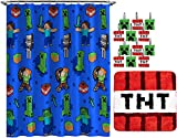 Jay Franco Minecraft Creeper TNT 14 Piece Bathroom Set - Includes Shower Curtain, 12 Hooks, & Non-Slip Bath Rug - Easy Care Fabric (Official Minecraft Product)