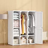 AWONGBOX Portable Wardrobe Closets - 14"x20" Depth (12 Cubes) Cube Storage, Bedroom Armoire, Storage Organizer, Clothes Dresser, Closet Storage Organizer, White