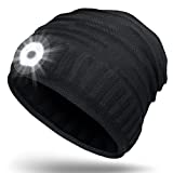 LED Beanie Hat with Light, for Men Women, Dad Gift Christmas Stocking Stuffers for Husband Grandpa Boyfriend Brother, Rechargeable Lighted Knit Hat Headlamp Cap Flashlight Beanie Headlight