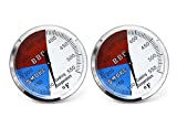 Hongso 3 1/8 Inch BBQ Thermometer Gauge Charcoal Grill Pit Smoker Temp Gauge Large Face Grill Thermometer Replacement for Oklahoma Joe's Smokers, and Smoker Wood Charcoal Pit, 2-Pack