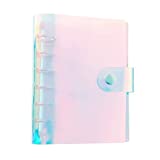 A7 Refillable Travellers Journal Binder Cover Rainbow PVC Notebook Shell with Snap Button Closure Ring Size Diameter 15mm 6 Rings Loose Leaf Binding Covers for Travelers Planner Diary Pages Gift Idea