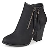 Journee Collection Womens Double Zipper Stacked Wood Heel Booties Black, 8.5 Regular US