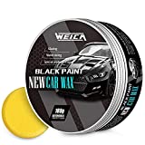 WEICA Car Wax Black Solid for Black Cars, Carnauba Car Wax Kit Cleaner, Car Waxing Scratch Resistance Auto Ceramics Coating 180g with Free Waxing Sponge and Towel-Black