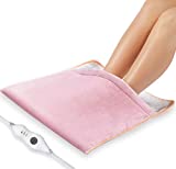 Foot Warmer Electric, Heating Pad King Size Ultra Soft Flannel, Extra Large for Bed, Abdomen, Feet, Back, Cramp, Office/Home Under Desk, 10ft Cord, Auto Off, 22" x 20" - Pink