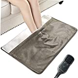 STONECREST Electric Foot Heating Pad Low Voltage - Foot Warmer Cord Touchless, Max 2Hour Auto Shut-Off, Fast Heating, Faux Leather and Warm Sherpa, Foot Use (Grey, 35" x 20")