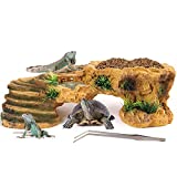 Reptile Hiding Rock,Turtle Basking Platform, Tortoise Hiding Cave,Reptile Habitat Ornament for Geckos, Bearded Dragons, Lizard, Snake,Betta Fish