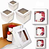 Tall Cake Boxes with Window, 6 Sizes 12 pk Use as, 12x12 10x10 8x8 Bakery Boxes Cupcake Boxes Pie Cookies Boxes Dessert Pastry baked disposable transport carrier take out container, Tall Cake box Shipping in 12 10 8 inch 2 3 tier for wedding birthday tiered kraft layer