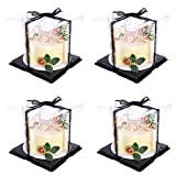 4Pcs Clear Cake Box Carrier Packaging 10" X 10" X 9"- Tall Layer Cake Carrier with Ribbon- 2 Tier Transparent Boxes with Lid,Clear Gift Boxes with Lid for Wedding Party and Gift Display - Black