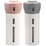 4 in 1 Travel Dispenser Bottle - 2Pcs Travel Bottles for Shampoo and Conditioner Refillable Travel Size Bottles Set（Pink+Gray）