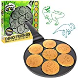 Dino Mini Pancake Pan - Make 7 Unique Flapjack Dinosaurs, Nonstick Pan Cake Maker Griddle for Breakfast Fun & Easy Cleanup