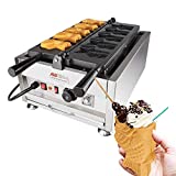 Taiyaki Fish Waffle Maker 110V | Commercial Use Jam or Ice Cream Waffle Maker | Stainless Steel Taiyaki Maker (Open mouth x 5)