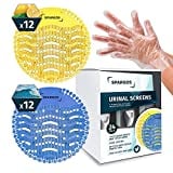 Urinal Screens Deodorizer Urinal Cake Anti-Splash Odor Protection for Toilets in Bathroom Office Stadiums Schools with Free Gloves - 12pcs Blue Ocean Breeze and 12pcs Yellow Lemon (24 Pack)