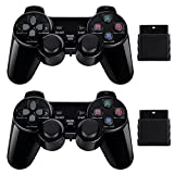 BLUE LAKE Performance 2 Pack Wireless Controller 2.4G Compatible with Sony Playstation 2 PS2 (Jet Black)