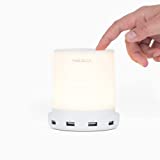 Macally Small Bedside Lamp with USB Port - Smart Touch Lamp with USB Charging Ports - Dimmable Warm White Light - Perfect as LED Bedroom Nightstand Lamp or Bedside Night Light USB Charger - White