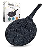 Vinchef Silver Dollar Pancake Pan Nonstick, Cast Aluminum Pancake Griddle, PFOA Free (Black-7Mold)