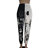 Women's Graffiti Loose Casual Sweatpants Pants Trendy Printed Elastic Waist Ankle-Tied Street Jogger Pants Sweatpants (Black White Style 4, M)